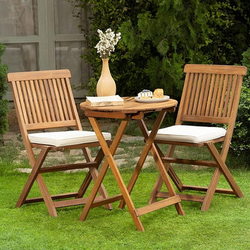 Heavy Duty 400lbs Capacity Patio Bistro Set 3 Piece Outdoor, Folding Chairs w/Cushion, Round Table-Upgrade 2024