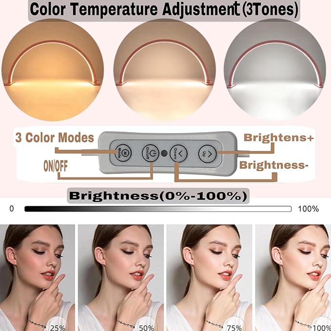 Half Moon Light for Nail Desk-4pcs Set-Half Moon Light-Half Moon Light for Esthetician-Half Moon Lamp for Nails-Nail Lamp for Desk-Nail Desk Light-BONUS Phone Holder,Nail Prop & Elbow Rest