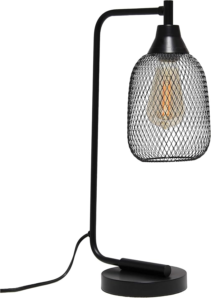 Elegant Designs LD1060-BLK Mesh Wire Table Lamp, Matte Black