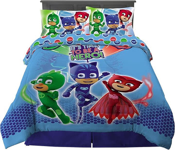 Franco Kids Bedding Super Soft Comforter and Sheet Set, 5 Piece Full Size, PJ Masks
