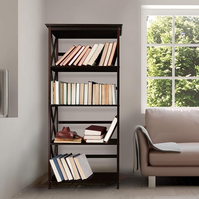 Casual Home Montego 5-Shelf Bookcase, Espresso (New)
