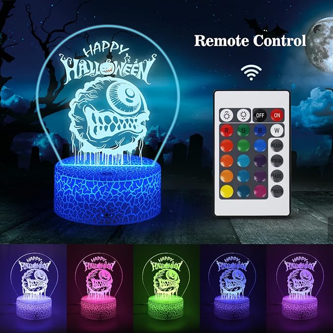 Halloween Decorations Limited Edition Scary Eyeball Decoration Indoor, Desk Visual 3D Lamp Night Light with Remote, Multiple Colour & Flashing Modes and Brightness Adjusted