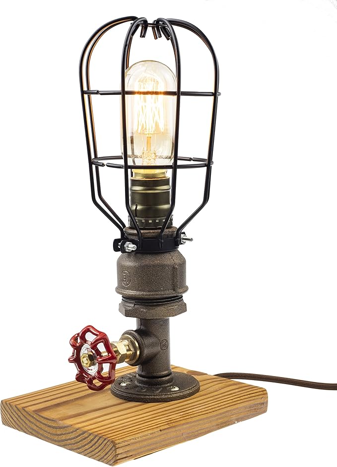 Loft Style Lamp, Solaire of Astora", Steam Punk Industrial, Bedside Night Lamp, Metal Body, Table Desk Light with Dimmer, LL-023