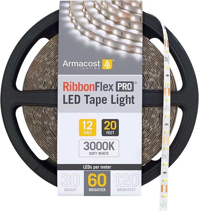 Armacost Lighting 142240 RibbonFlex Pro 60 LED Strip Light, 20 ft, 3000K,
