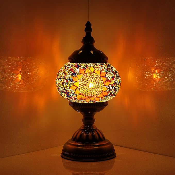 Turkish Table Lamp Handcrafted Mosaic and Stained Glass Moroccan Lamp for Home Decor