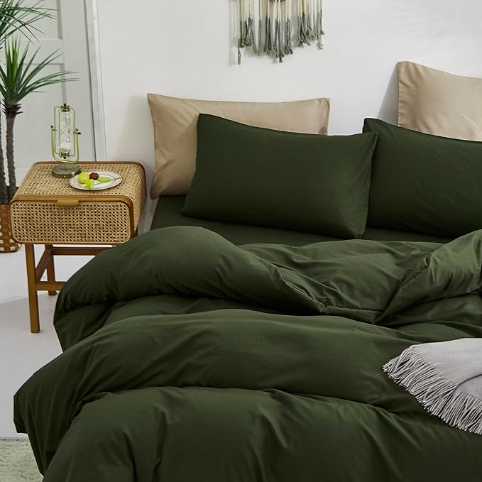 Army Green Comforter Twin Dark Green Bedding Set Deep Green Comforter Teens 3 PCs Hunter Green Comforter 1 Twin Size Comforter (68x90 inches) with 2 Pillowcases (20x26 inches)
