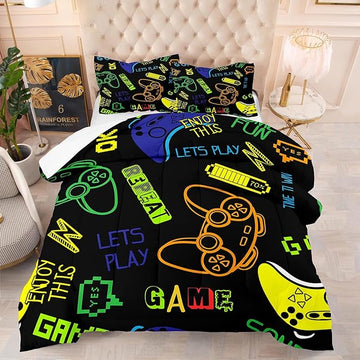 Game Console Comforter Set Twin Size for Boys Girls Kids 3D Gaming Lightweight Microfiber Quilts Gamer Video Bedding Sets Game Room Decor (Color 3,Queen)