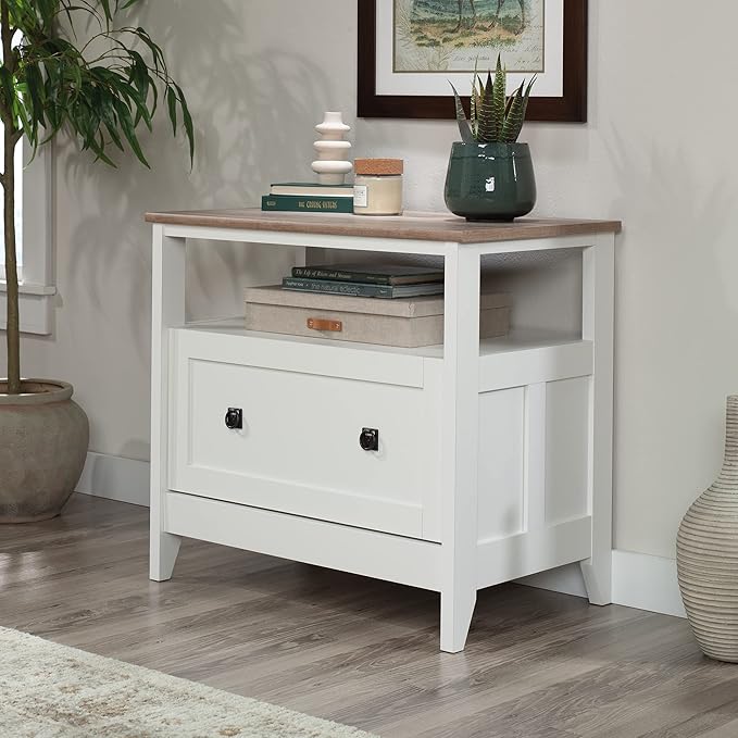 Sauder August Hill Lateral File, L: 19.53" x W: 32.28" x H: 29.25", Soft White Finish
