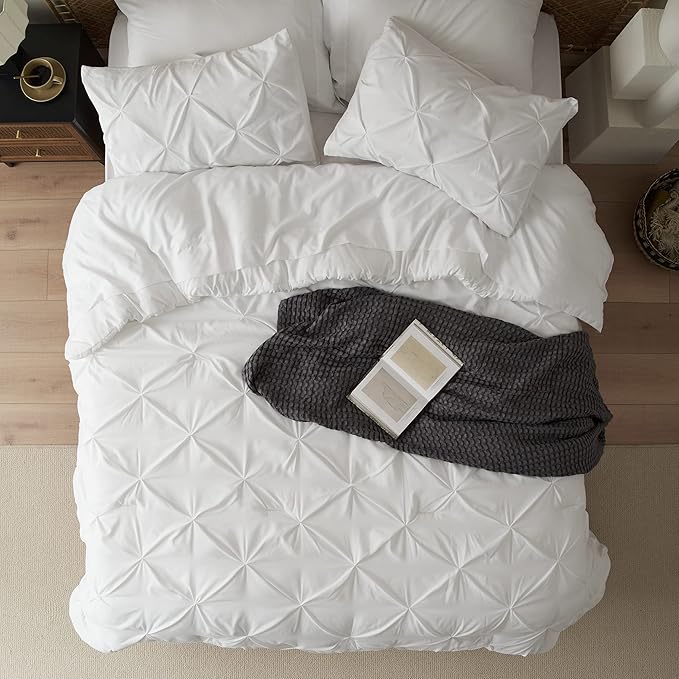 Bedsure Full Size Comforter Sets - Bedding Sets Full 7 Pieces, Bed in a Bag White Bed Sets with Comforter, Sheets, Pillowcases & Shams, Adult & Kids Bedding