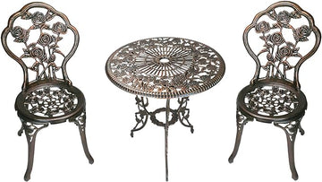 Oakland Living 3-Piece Rose Bistro Set with 23.5-Inch Cast aluminum Top Table
