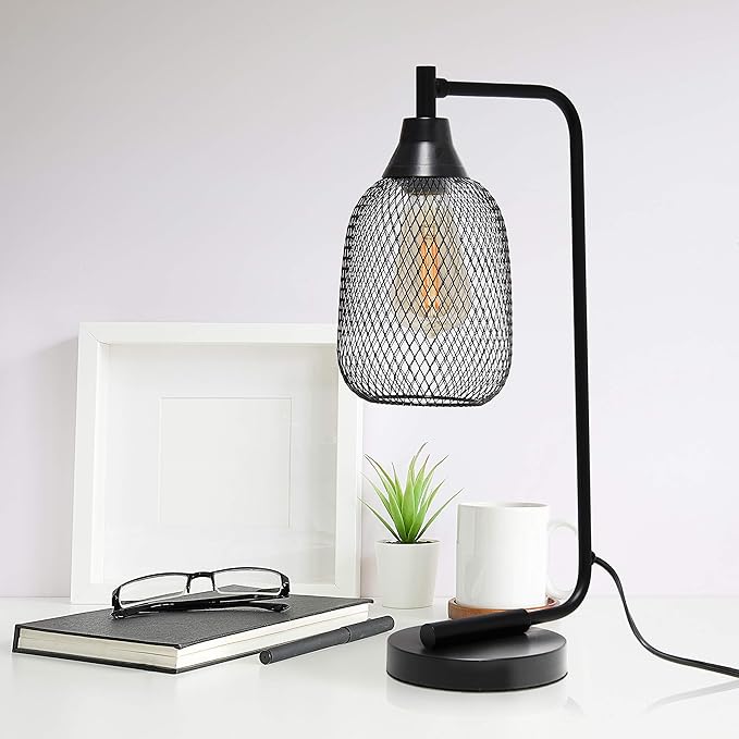 Elegant Designs LD1060-BLK Mesh Wire Table Lamp, Matte Black