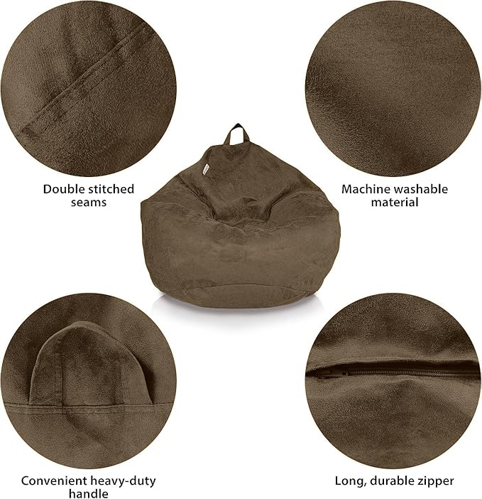 Bean Bag Stuffed Animal Storage Or Cover | No Filler | Extra Large | for Adults Or Kids | Double Stitched | Durable Zipper | Premium Microsuede