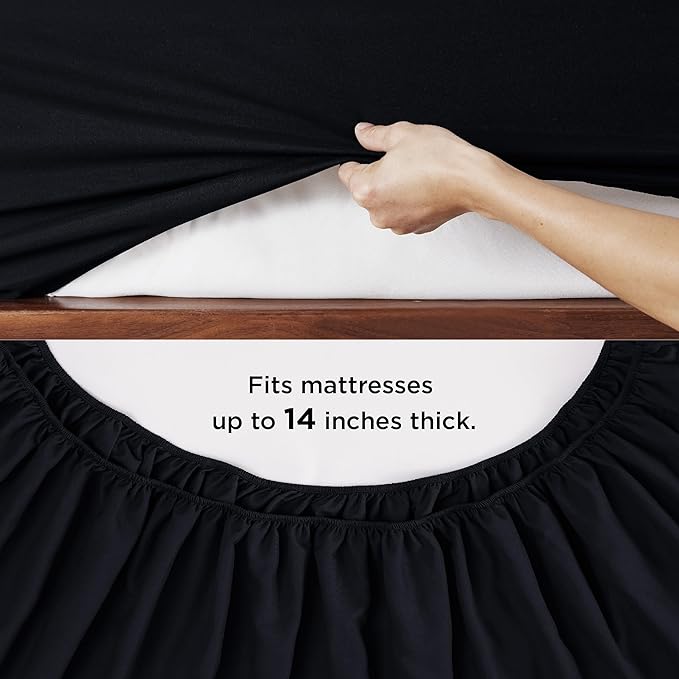 Bedsure Black Queen Size Comforter Set - 7 Pieces Solid Queen Bed Set, Queen in a Bag Black with Quilted Warm Fluffy Comforters, Sheets, Pillowcases & Shams