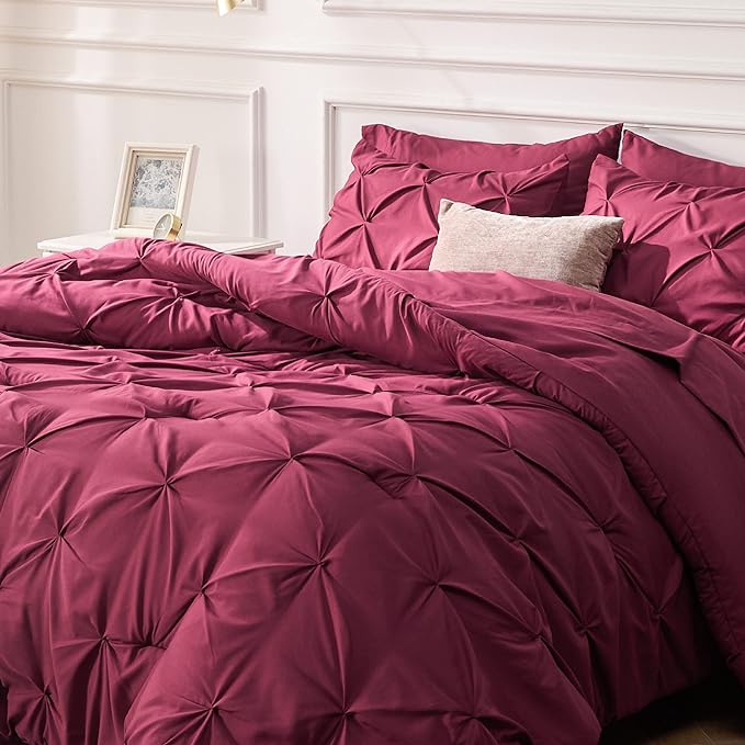 Bedsure Full Size Comforter Sets - Bedding Sets Full 7 Pieces, Bed in a Bag Burgundy Bed Sets with Comforter, Sheets, Pillowcases & Shams