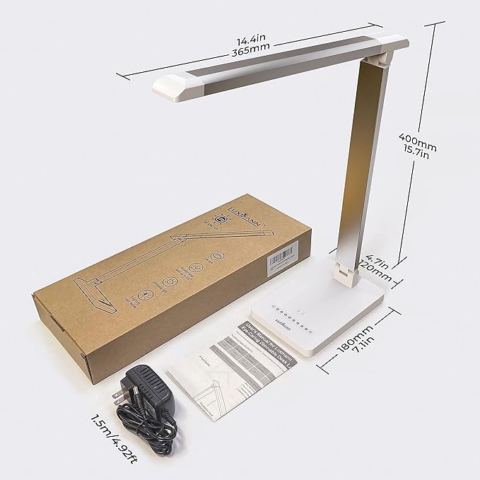 LED Desk Lamp with USB Port: Eye-Caring Office Desk Lamp with USB Charging Port 6-Level Brightness 5 Color Modes Touch Control Dimmable Portable Desk Light for College Dorm Room Home Office