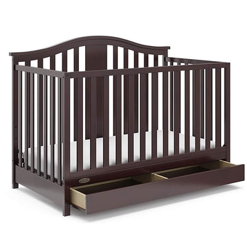 Graco Solano 4-in-1 Convertible Crib with Drawer (Espresso) – GREENGUARD Gold Certified, Crib with Drawer Combo, Includes Full-Size Nursery Storage Drawer, Converts to Toddler Bed and Full-Size Bed