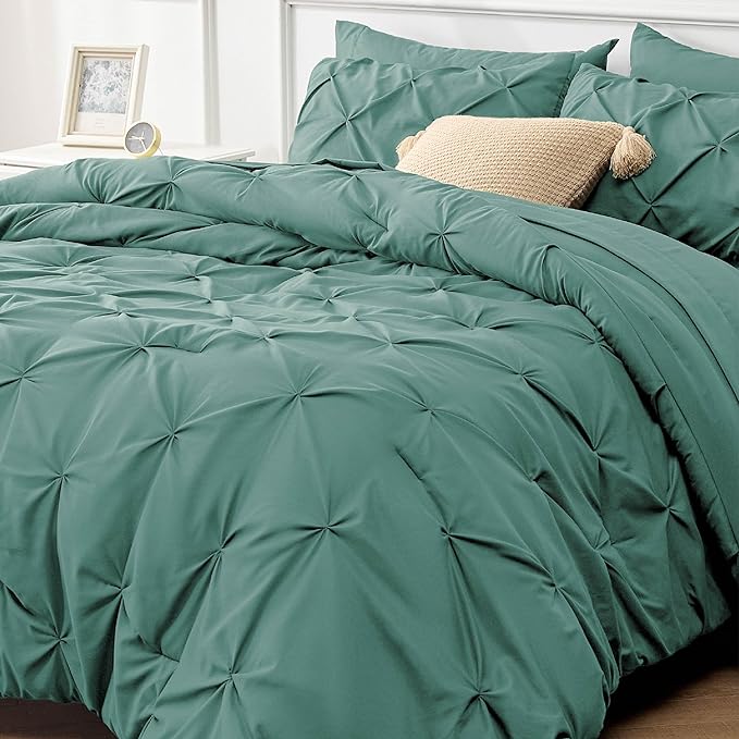 Bedsure King Size Comforter Set - Bedding Set King 7 Pieces, Bed in a Bag Bed Set with Comforter, Sheets, Pillowcases & Shams (Graysih Green)