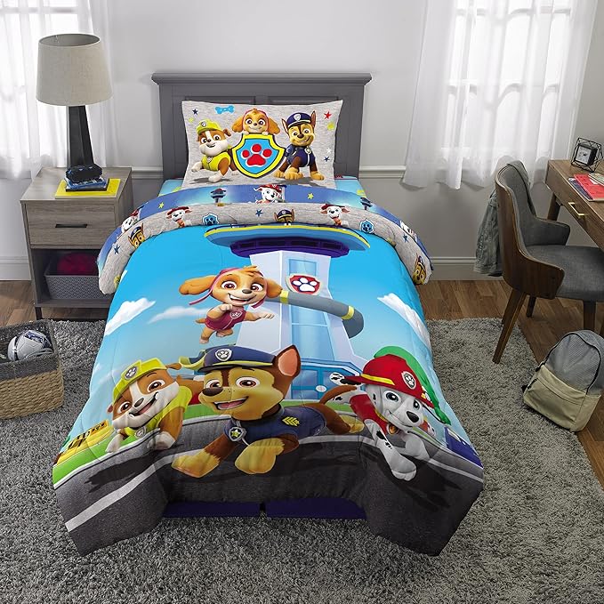Franco Kids Bedding Super Soft Comforter and Sheet Set, 4 Piece Twin Size, Paw Patrol (Prints may vary)
