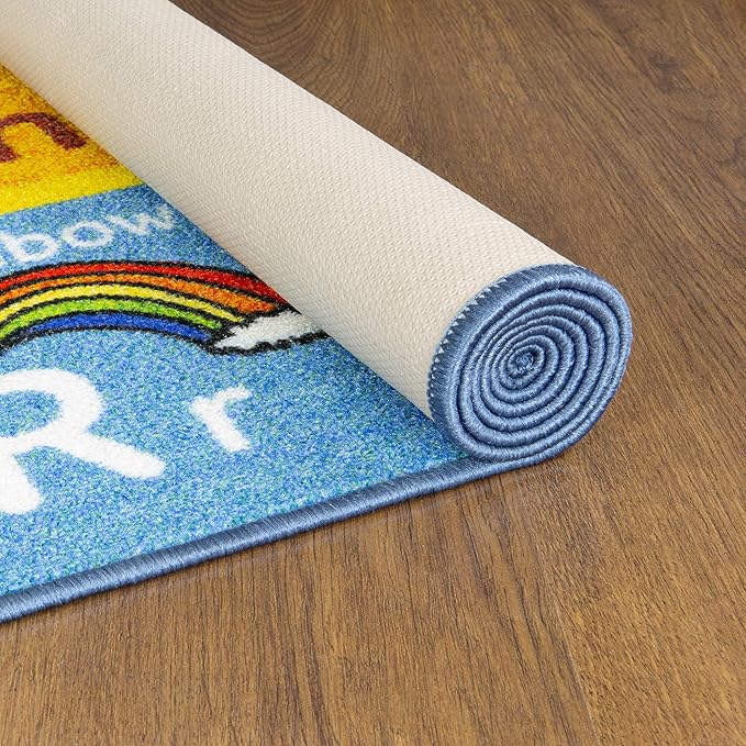 KC Cubs Classroom Rug, Kids Rug and Baby Play Mat ABC Alphabet with Old MacDonald Animals Educational Learning Non Slip Baby Girl & Boy Carpet Children Bedroom Toddler Playroom Floor Mat Nursery Rug