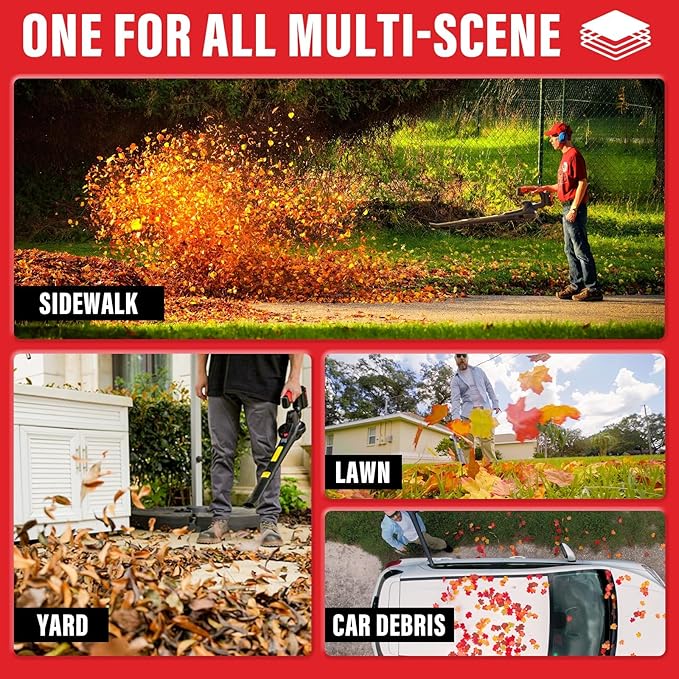 MZK Cordless Leaf Blower,20V Battery Powered Leaf Blower for Lawn Care, Electric Lightweight Mini Leaf Blower(2 * 2Ah Battery & Charger Included)