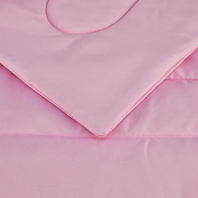 Amazon Basics 2 Piece Microfiber Kid's Bed-in-a-Bag Bedding Set, Toddler, Pink, Solid