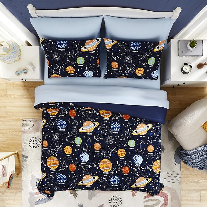 Twin Comforter Set with Sheets - 5 Pieces Kids Twin Bedding Sets, Glow in The Dark Space Twin Bed in a Bag with Comforter, Sheets, Pillowcase & Sham
