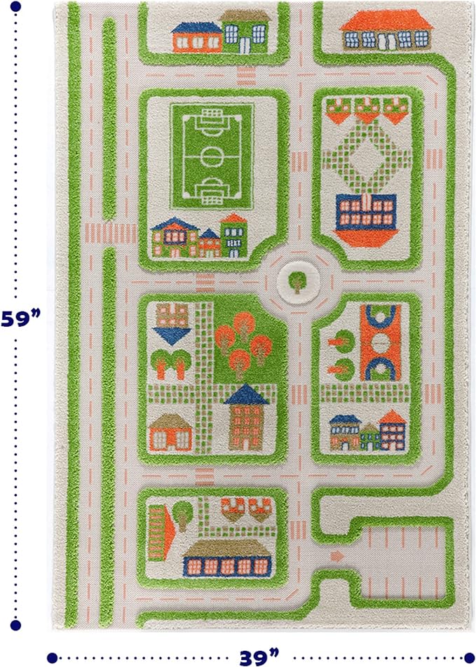 IVI 3D Play Rugs, Traffic Green, 39 x 59 inches