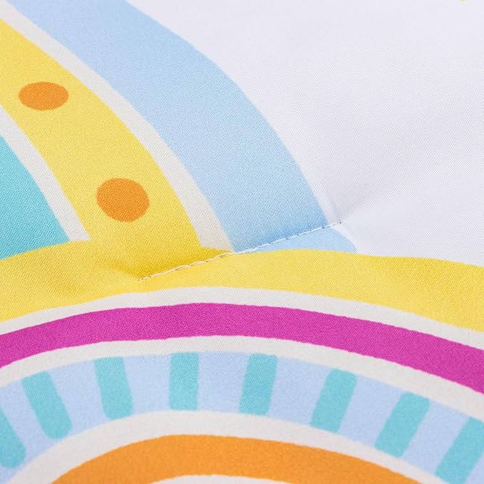 Btargot Lightweight Soft 3 Piece Rainbow Comforter Set with 2 Pillow Covers, Cartoon Love Hearts Flowers and Sun Star Bedding Set for Girls Boys Kids,Queen Light Purple