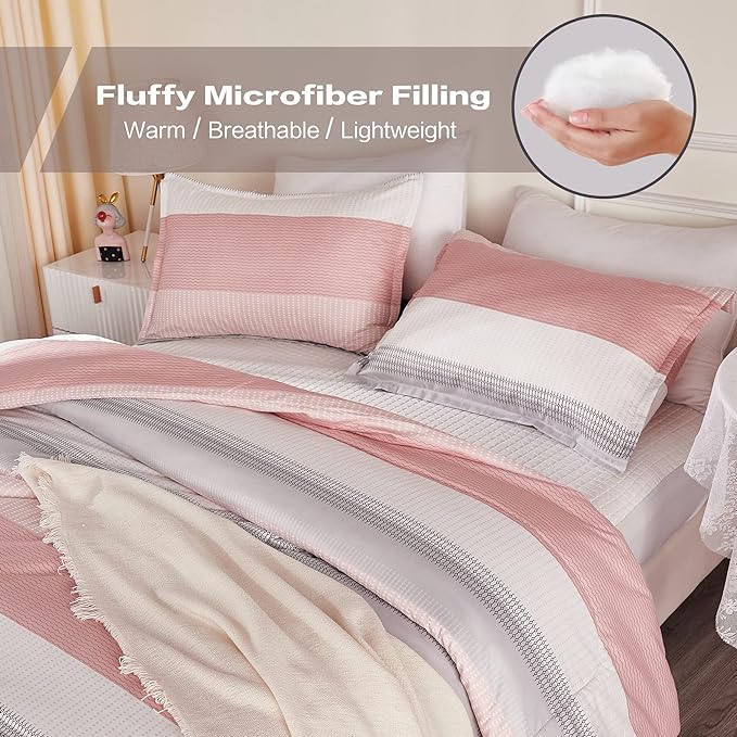 Litanika Pink Twin/Twin XL Comforter Set for Girls - 2 Pieces Blush Twin Extra Long Size Lightweight Bedding Comforter Set, All Season Down Alternative Comforter