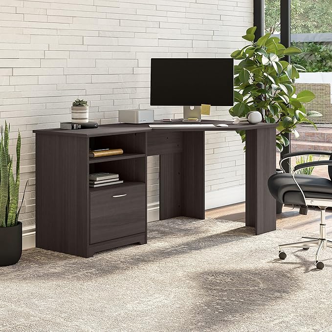 Bush Furniture Cabot Corner Desk, Heather Gray (WC31715K)