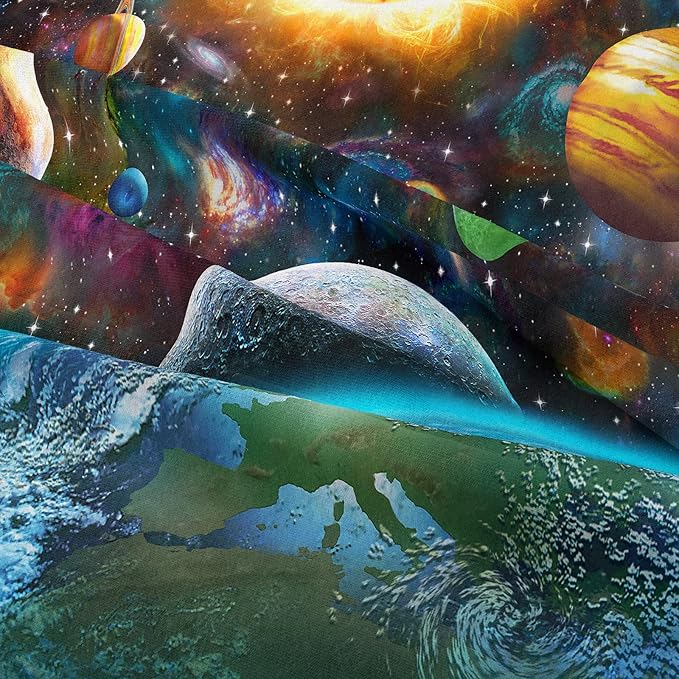 Tailor Shop Universe Galaxy Comforter Set for Girls Boys Kids Galaxy The Planet The Earth Astronaut Stars Outer Space Bedding Set Queen Size with 1 Comforter 2 Pillowcases,18…
