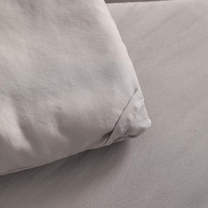 NTBAY Twin Comforter Set with Sheets, 5 Pieces Soft and Breathable Twin Bedding Set, Twin Bed in a Bag, Down Alternative Comforter Set Solid Color All Season, Kids Bedding Set, Smoke Grey