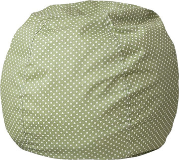 Flash Furniture Dillon Small Bean Bag Chair for Kids and Teens, Foam-Filled Beanbag Chair with Machine Washable Cover, Green Polka Dot