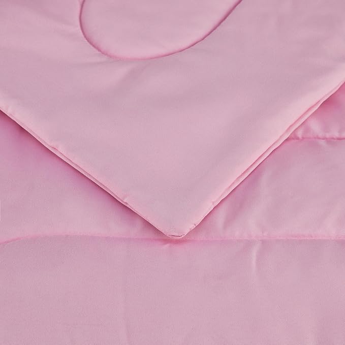 Amazon Basics 2 Piece Microfiber Kid's Comforter and Pillow Sham Set, Toddler, Light Pink, Solid