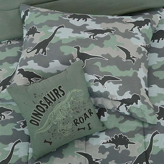 KALEIDOSPACE Kids Comforter Set Twin Size for Boys, Glow in The Dark Dinosaur Bedding Set Twin-1 Twin Comforter, 1 Decor Pillow, 1 Pillow Sham