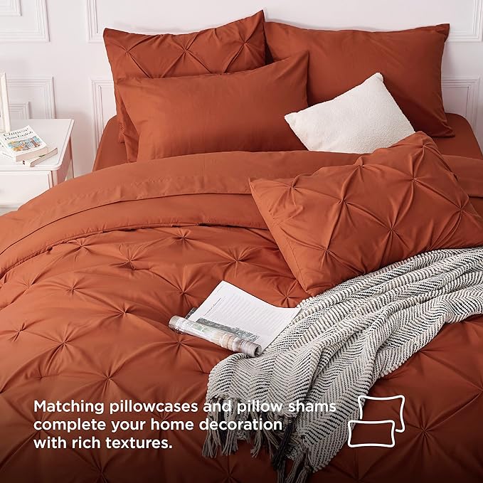 Bedsure Full Size Comforter Sets - Bedding Sets Full 7 Pieces, Bed in a Bag Burnt Orange Bed Sets with Comforter, Sheets, Pillowcases & Shams, Adult & Kids Bedding
