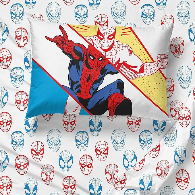 Marvel Spiderman Beyond Amazing 4 Piece Twin Size Bed Set - Includes Comforter & Sheet Set Bedding - Super Soft Fade Resistant Microfiber (Official Product)