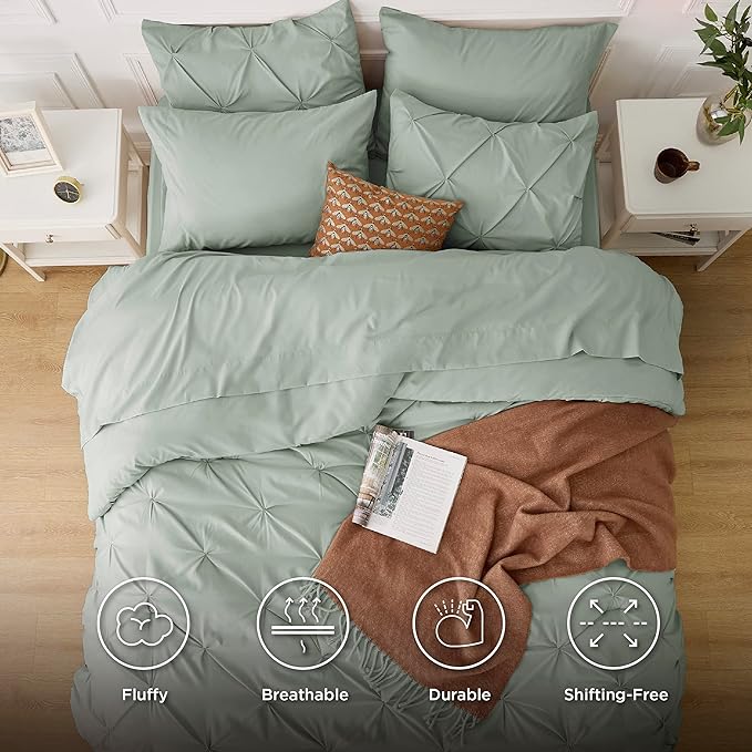 Bedsure Full Size Comforter Sets - Bedding Sets Full 7 Pieces, Bed in a Bag Green Bed Sets with Comforter, Sheets, Pillowcases & Shams