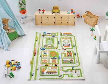IVI 3D Play Rugs, Traffic Green, 39 x 59 inches