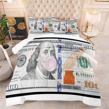 Tailor Shop Money Comforter Sets Twin Size Money Bedding Sets for Boys Kids Teens Money 100 Dollar Bill Comforter Sets Quilt Set All Season with 1 Comforter 1 Pillowcases……