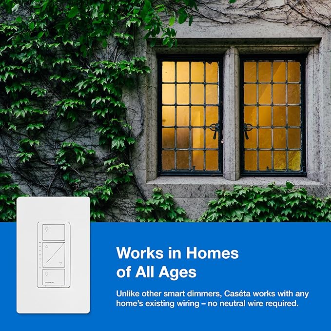 Lutron Caseta Original Smart Dimmer Switch Kit, 2 Dimmer Switches, 2 Wall Plates, 2 Remotes, 2 Pedestals, and Smart Hub, Works with Alexa, Apple Home, Google Home, 3Way, 150W, No Neutral, P-BDG-PKG2W