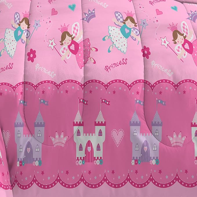 Dream Factory Magical Princess Ultra Soft Microfiber Girls Comforter Set, Pink, Twin