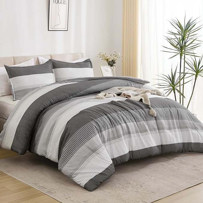 Litanika King Comforter Set Dark Grey - 3 Pieces Lightweight Fluffy Bedding Comforter Sets, All Season Down Alternative Comforter (1 Comforter, 2 Pillowcases)
