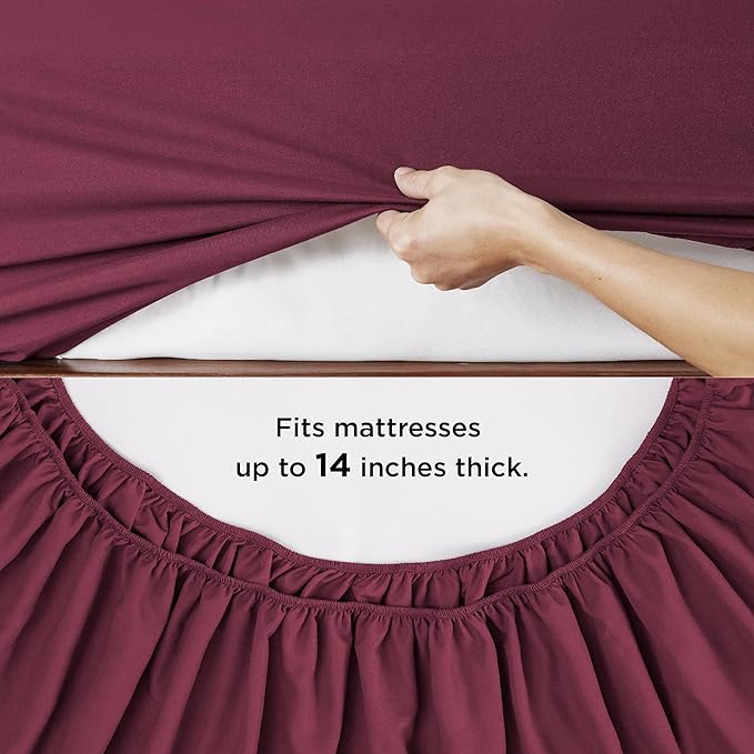 Bedsure Burgundy King Size Comforter Set - 7 Pieces Solid King Bed in a Bag, King Bed Set Burgundy with Comforters, Sheets, Pillowcases & Shams