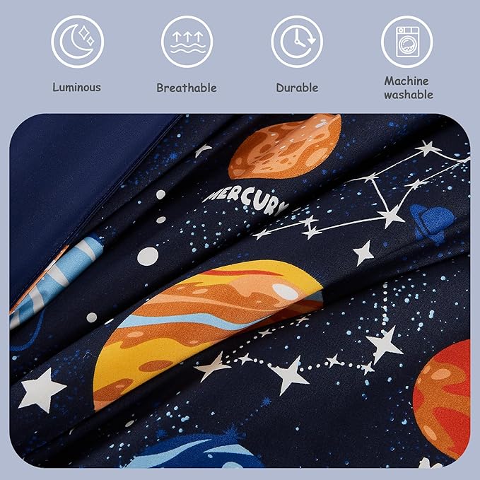 Twin Comforter Set with Sheets - 5 Pieces Kids Twin Bedding Sets, Glow in The Dark Space Twin Bed in a Bag with Comforter, Sheets, Pillowcase & Sham