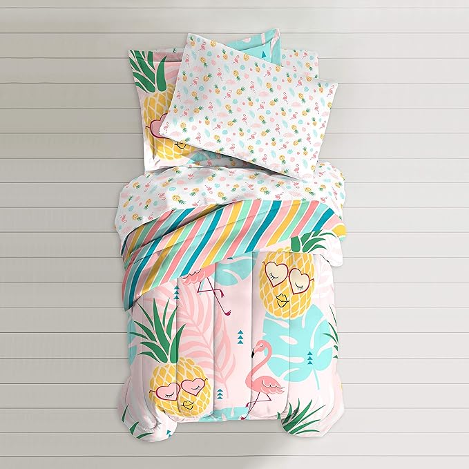 dream FACTORY Pineapple Comforter Set, Full, Pink,2A863602PK
