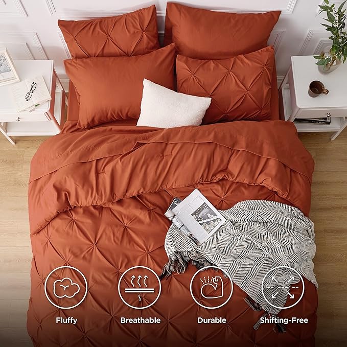 Bedsure Full Size Comforter Sets - Bedding Sets Full 7 Pieces, Bed in a Bag Burnt Orange Bed Sets with Comforter, Sheets, Pillowcases & Shams, Adult & Kids Bedding