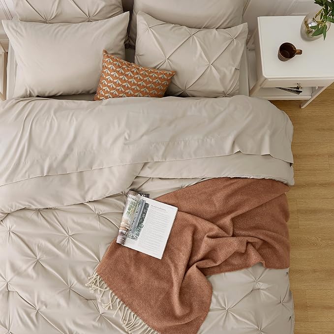 Bedsure Full Size Comforter Sets - Bedding Sets Full 7 Pieces, Bed in a Bag Beige Bed Sets with Comforter, Sheets, Pillowcases & Shams