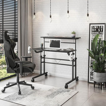 NicBex Laik-DW-00050-DX Desks, 35.25" W x 25" D x 28" H, Black