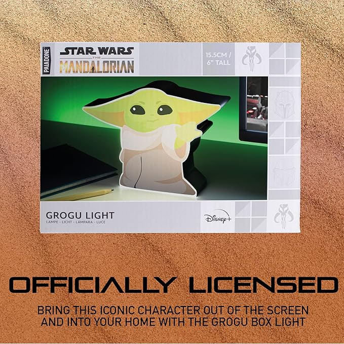 The Mandalorian Baby Yoda Night Light, Grogu The Child Officially Licensed Star Wars Bedroom Decor and Desk Lamp